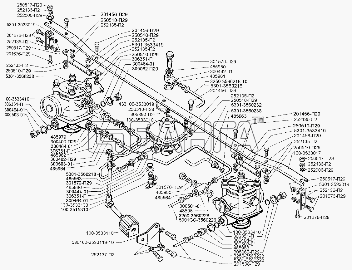 ЗИЛ ЗИЛ-5301 (2006) Схема Установка регулятора тормозных сил и